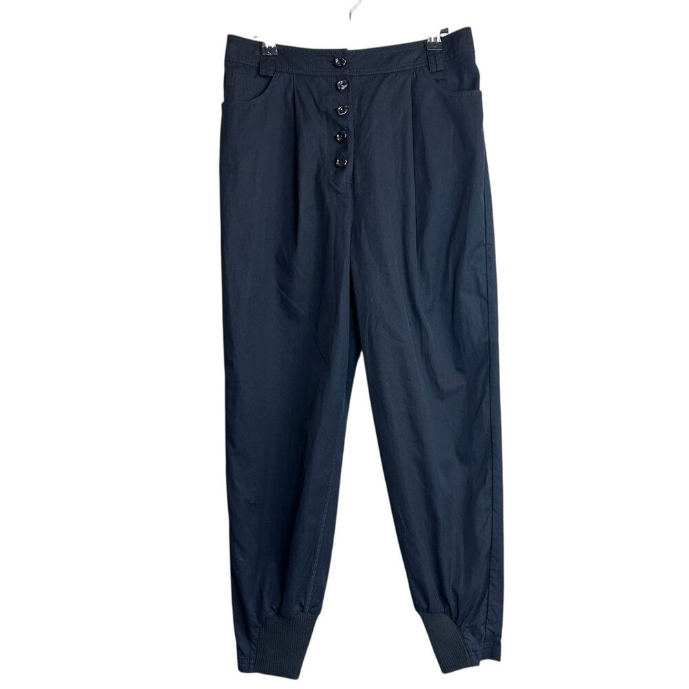 Aje Pants Womens 10 Black Tapered Jogger Chaise Button Fly Front High Rise